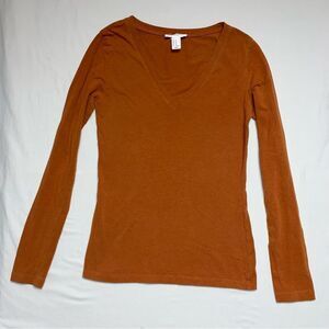 Rust Orange Forever Long Sleeve Sirt WOmen Medium Soft Fitted Top Fall Halloween